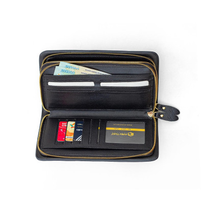 Ví cầm tay KURO- 2 dây kéo | Anh Tho leather