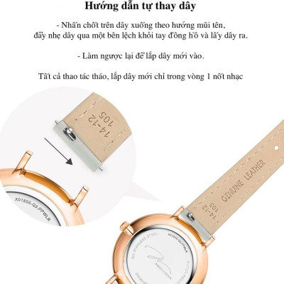 Đồng hồ đeo tay Nữ hiệu JONAS & VERUS X01856-Q3.PPWDWY, Máy Pin (Quartz), Kính sapphire chống trầy xước, Dây Da Italy