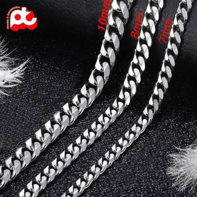 Dây chuyền nam thời trang rẻ đẹp titan lặc xéo cao cấp trangsucpt kích cỡ 10mm màu trắng PTDCNA159