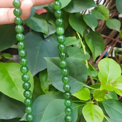 Chuỗi đeo Cổ Đá Ngọc Phật tự nhiên đẹp hay ngọc bích  Size hạt 8mm Màu xanh ngọc bích bóng đẹp món quà tặng ý nghĩa cho mình và người thân đeo đẹp xanh nhẹ nhàng mát xanh tươi ạ