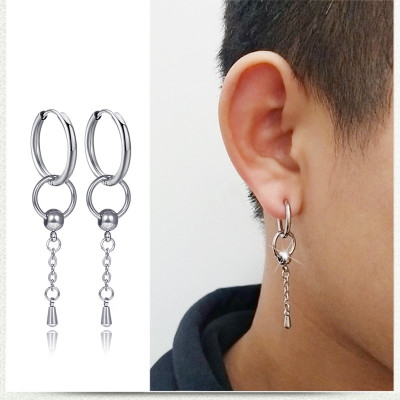 Bông tai tròn Titan hiphop nam tính 1 đôi