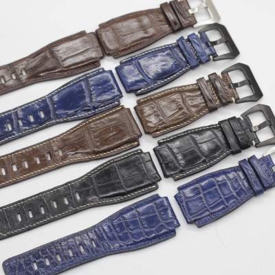 DÂY DA CÁ SẤU THẬT ĐƯỢC HOÀN THIỆN THỦ CÔNG HÀNG CHÍNH HÃNG SONGHAN LEATHER, DÂY ĐỒNG HỒ DA CAO CẤP PHONG CÁCH THỜI TRANG, PHÙ HỢP VỚI DÒNG ĐỒNG HỒ BELL & ROSS SIZE 24mm/24mm, SẢN PHẨM GẮN KÈM KHÓA  BH 6 THÁNG BRCD-00