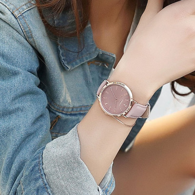 Đồng Hồ Nữ Julius Hàn Quốc JA-1017D Dây Da Màu Hồng