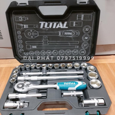 BỘ 25 CÁI SOCKET (1/2 INCH) & CẦN 2 CHIỀU TOTAL THT121251 - HÀNG CHÍNH HÃNG