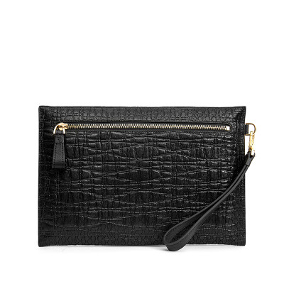 VÍ NAM CẦM TAY DA BÒ DẬP VÂN - LQZ-220006-BLK