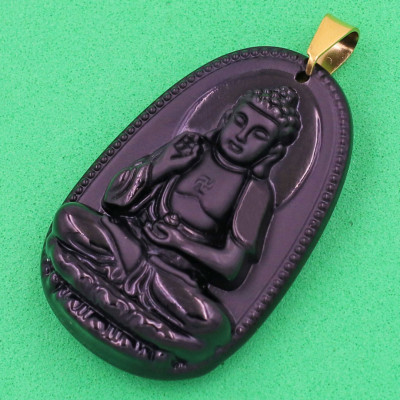 Mặt Phật A Di Đà thạch anh đen 3.6cm - Phật bản mệnh tuổi Tuất, Hợi - mặt phật size nhỏ