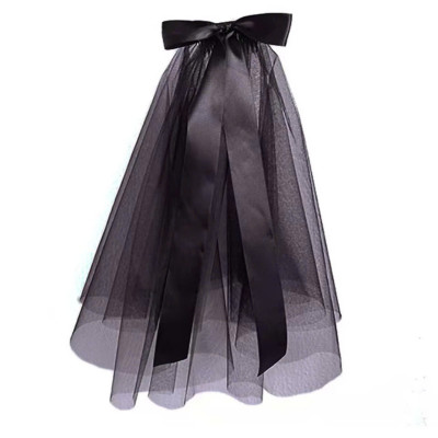 Voan (lúp) Cô dâu và Dạ hội, đi tiệc, sự kiện màu đen đính nơ ruy băng MS: 45533