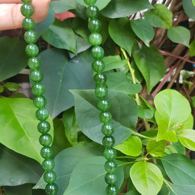 Chuỗi đeo Cổ Đá Ngọc Phật tự nhiên đẹp hay ngọc bích  Size hạt 8mm Màu xanh ngọc bích bóng đẹp món quà tặng ý nghĩa cho mình và người thân đeo đẹp xanh nhẹ nhàng mát xanh tươi ạ