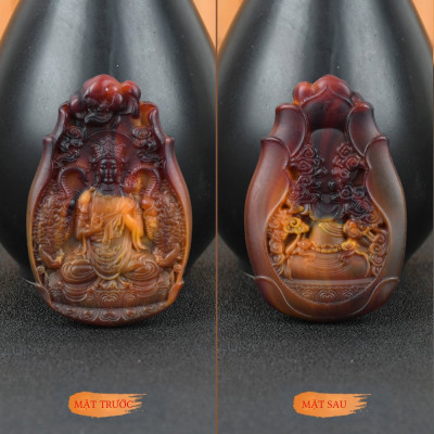 Dây chuyền Phật Bất Động Minh Vương hương thơm bằng Long Diên Hương tổng hợp (Có dây đeo)