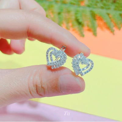 Bông tai bạc khoá bập hình trái tim chất liệu bạc s925 MS085a