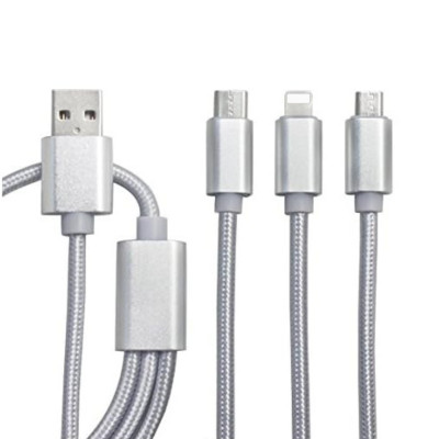 Cáp Sạc 3 Đầu Đa Năng Cho Samsung, Xiaomi, iPhone, iPad – Hàng Chính Hãng