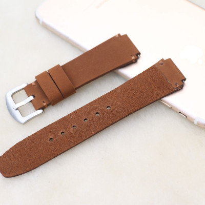 Dây đeo da thay thế đồng hồ Casio AE1200 - Handmade- Da sáp Nâu vàng