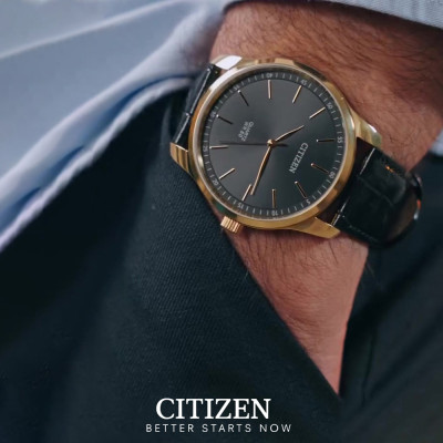 Đồng Hồ Nam Citizen Pin-Quartz Dây Da BH5002-02E - Mặt Đen (42mm)