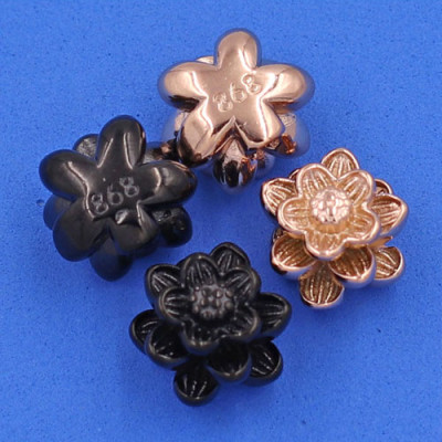 Chuỗi tay Cẩm Thạch Xanh Đậm 12 ly mix hoa sen vàng hồng VCTXDHSHBH12 - Vòng tay hoa sen inox 304, không rỉ sét