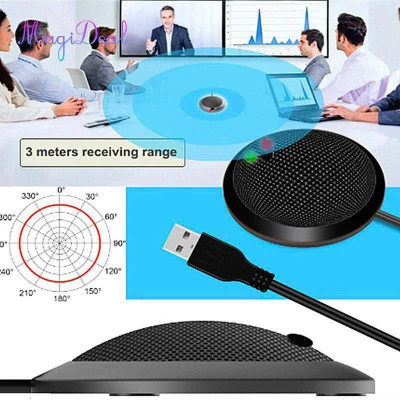 Micro thu âm đa hướng 360 độ để bàn dùng cho họp hội nghị trực tuyến chân cắm USB có LED- hàng nhập khẩu