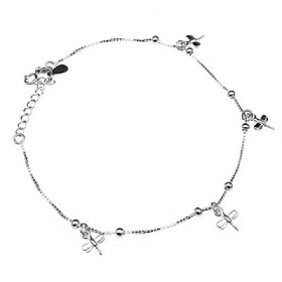 Lắc Chân Nữ Bạc Hiểu Minh LC092 con chuồn chuồn bạc ý