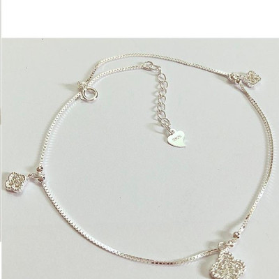 Lắc chân nữ bạc 925 bạc xinh Huệ Ngân - Cỏ bốn lá may mắn RYBJ50079