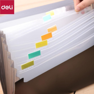 Cặp tài liệu A4 13 ngăn Deli - Đen/Xanh dương/Đỏ/Xanh lá - 1 chiếc - E5558 