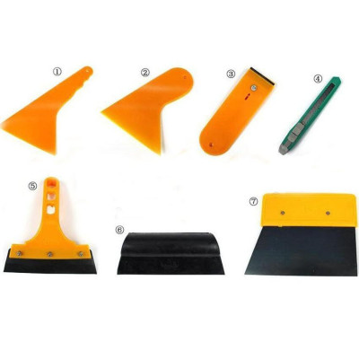 Bộ 7 món dụng cụ,tấm,miếng,hỗ trợ,dao nhựa hỗ trợ dán phim Tặng 1 thanh ghi số điện thoại trên ô tô