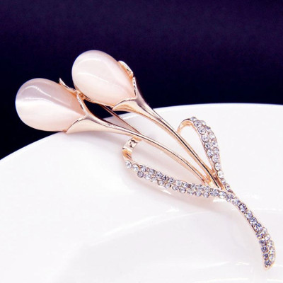 Trâm Cài Áo Nữ Quà Tặng Hoa Tulip Đính Đá Trang Nhã Sang Trọng (Kèm Hộp Quà Tặng)