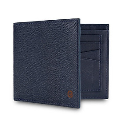 Ví nam Gence dáng ngang da bò Epsom màu xanh C12