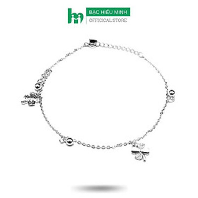 Lắc Chân Nữ Bạc Hiểu Minh LC200 cỏ 4 lá bạc ý