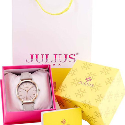 Đồng Hồ Nữ Julius Hàn Quốc JA-1017D Dây Da Màu Hồng