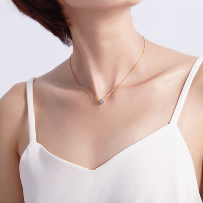 Dây chuyền bạc nữ đẹp mạ vàng 18k đá Cz trắng cao cấp Gix Jewel DC07