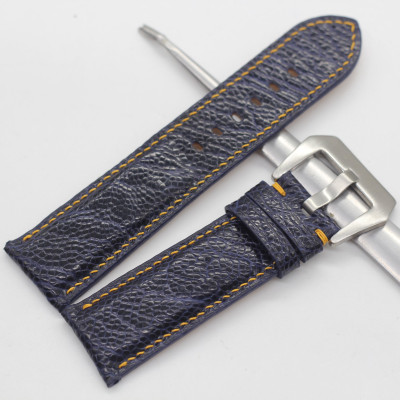 Dây Đồng Hồ Da Đà Điểu Thật Songhan Leather Hoàn Thiện Thủ Công Tỉ Mỉ, Màu Xanh Khóa Lổ To, BH 6 Tháng PROT-00