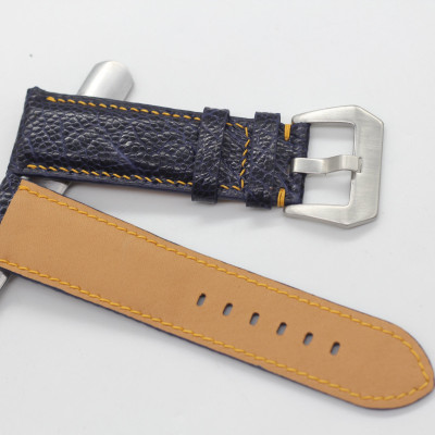 Dây Đồng Hồ Da Đà Điểu Thật Songhan Leather Hoàn Thiện Thủ Công Tỉ Mỉ, Màu Xanh Khóa Lổ To, BH 6 Tháng PROT-00