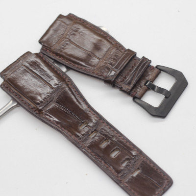 DÂY DA CÁ SẤU THẬT ĐƯỢC HOÀN THIỆN THỦ CÔNG HÀNG CHÍNH HÃNG SONGHAN LEATHER, DÂY ĐỒNG HỒ DA CAO CẤP PHONG CÁCH THỜI TRANG, PHÙ HỢP VỚI DÒNG ĐỒNG HỒ BELL & ROSS SIZE 24mm/24mm, SẢN PHẨM GẮN KÈM KHÓA  BH 6 THÁNG BRCD-00