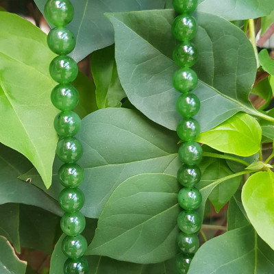 Chuỗi đeo Cổ Đá Ngọc Phật tự nhiên đẹp hay ngọc bích  Size hạt 8mm Màu xanh ngọc bích bóng đẹp món quà tặng ý nghĩa cho mình và người thân đeo đẹp xanh nhẹ nhàng mát xanh tươi ạ