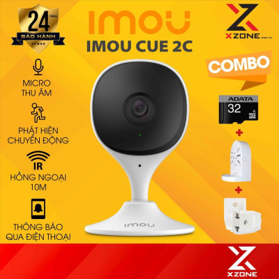 Camera IMOU Cue 2C 2MP Camera Wifi, góc nhìn rộng, tích hợp micro thu âm, bản quốc tế - Hàng Chính Hãng