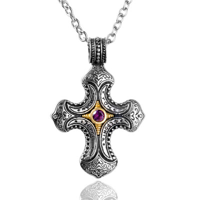 Dây chuyền nam titan đính đá tím 4 cạnh - GR78