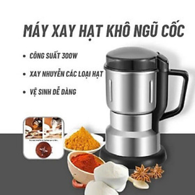 Máy xay hạt khô, xay bột, gia vị cà phê đa năng,công suất 300w, lưỡi dao 8 cánh cực bén, chất liệu cối inox, bảo hành 12 tháng