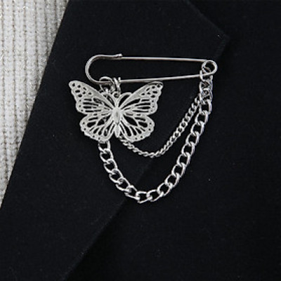 Cài áo kim băng xích titan thép cánh bướm cá tính thanh lịch
