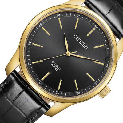 Đồng Hồ Nam Citizen Pin-Quartz Dây Da BH5002-02E - Mặt Đen (42mm)