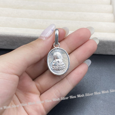 Hộp Đựng Bùa Mặt Dây Chuyền Nam Nữ Bạc Ta Hình Phật Chính Hãng BẠC HIỂU MINH MDN486