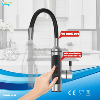 (CÓ CHỈNH NHIỆT ĐỘ )Máy làm nóng nước trực tiếp tại vòi bằng inox cao cấp kèm ổ điện chống giật
