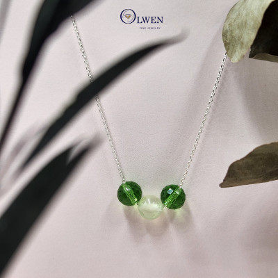 Dây Chuyền Bạc Nữ S925 Mix Đá Thạch Anh Và Pha Lê BAC_NL10