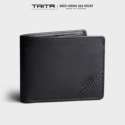 Ví nam da bò Trita ( Thời trang nam dáng ngang sọc chéo - Ví da RVN19 )