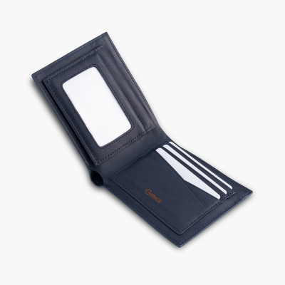 Ví nam Gence dáng ngang da bò Epsom màu xanh C12