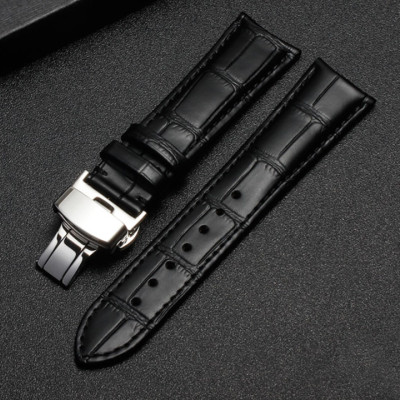 Dây Đeo Đồng Hồ Da Cá Sấu Đen Size 15/17/19/21/23/25mm - Dây Đeo Da Cá Sấu Thật 100% - Bảo Hành 12 Tháng