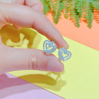 Bông tai bạc hình trái tim khoá bập chất liệu bạc s925 MS085b