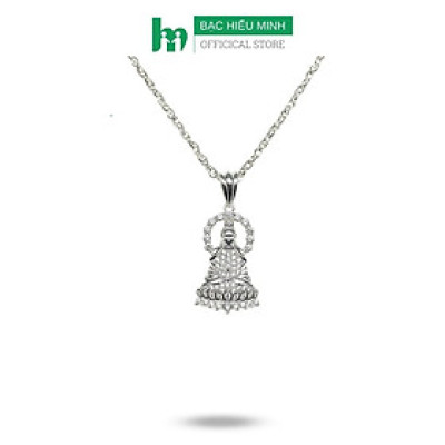 Dây Chuyền Bạc Xoắn Kép 50cm Kèm Mặt Quan Thế Âm Bồ Tát Đính Đá Chính Hãng Bạc Hiểu Minh DMD513