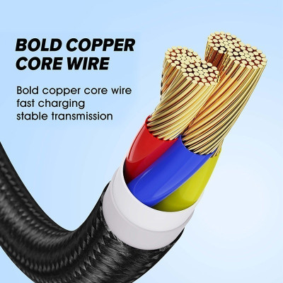 Dây Sạc Nhanh, Cáp Sạc 3 Đầu Công Suất Tối Đa 100W, Sạc Tất Cả Các Dòng Máy, Dây Dài 1-1.2m Loại Dây Dù Chống Đứt - Hàng Nhập Khẩu