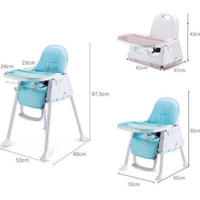 Ghế ăn dặm đa năng có đệm lưng, bánh xe full phụ kiện