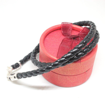 Dây Chuyền Nam Bạc Hiểu Minh DDN26T dây da thật 100% bọc bạc