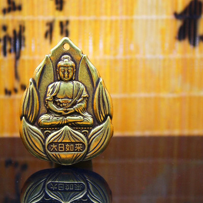 Dây chuyền mặt Phật Như Lai Đại Nhật hoa sen bằng đồng - MV02