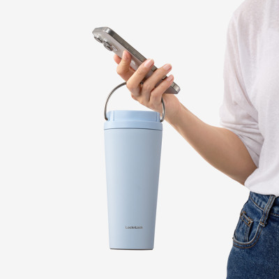 Bình giữ nhiệt LocknLock Bucket One-Touch LHC3345 có quai dung tích 550ml thép không gỉ - 3 màu